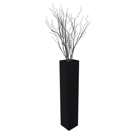 Uniquewise Tall Rectangular Wooden Modern Floor Vase, Black 40 Inch QI004183.L